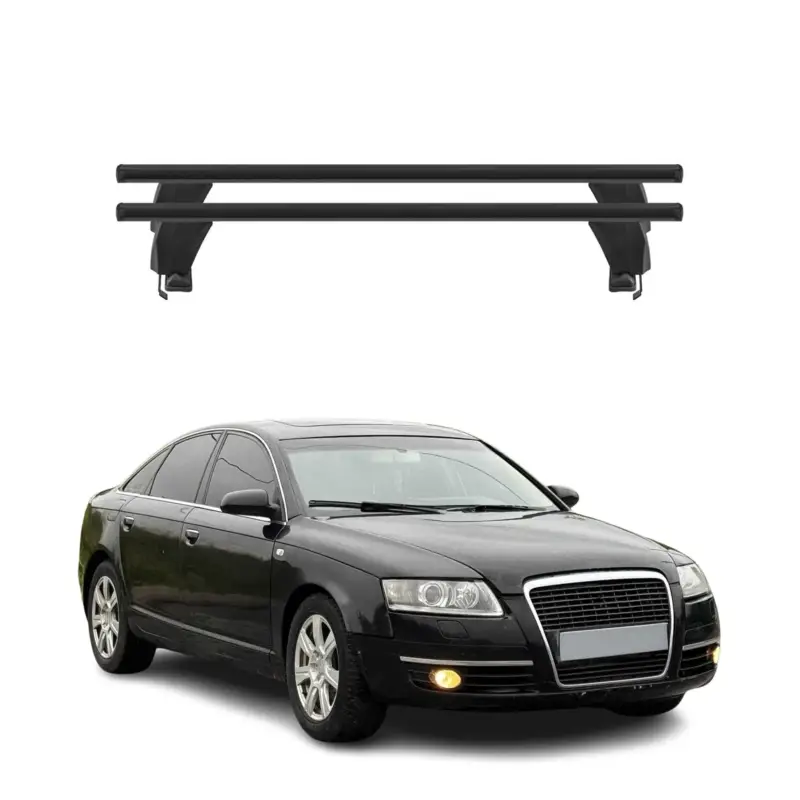 Geprüft Menabo Dachträger Grundtäger für Audi A6 C6 Limo 2004-2011 50kg Alu Schwarz 2x