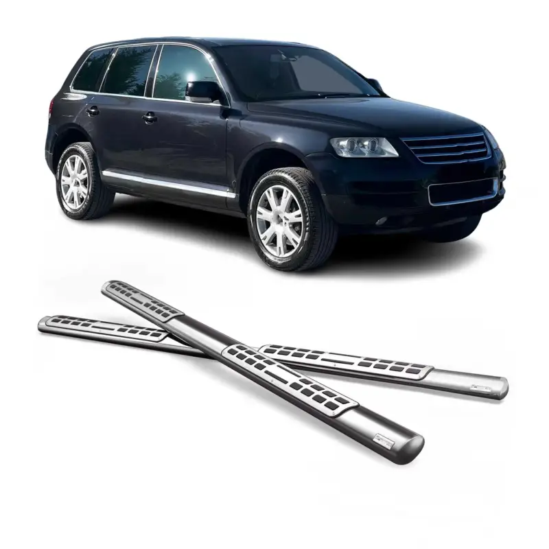 Direktkauf Edelstahl Seitenschweller Schwellerrohre für VW Touareg 2003-2010 Silber