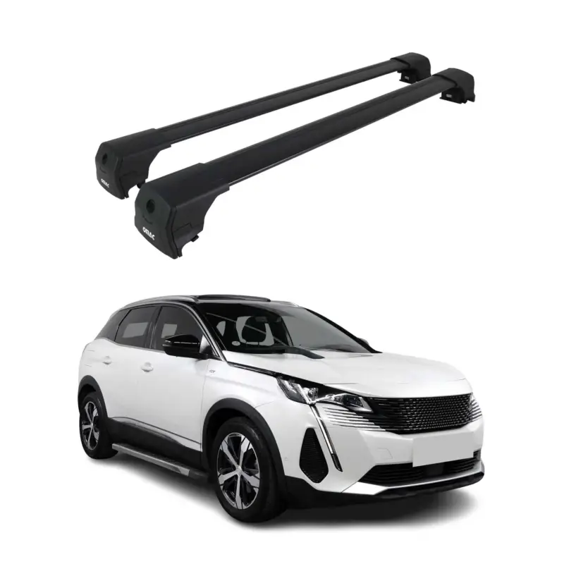 Direkt Vom Hersteller Dachträger Grundtäger für Peugeot 3008 II 2016-2024 75kg Aluminium Schwarz 2 tlg