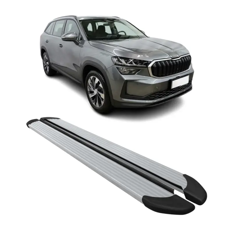 Trittbretter Seitenschweller für Skoda Kodiaq II 2024-2026 Aluminium Grau 2tlg Ausverkauf