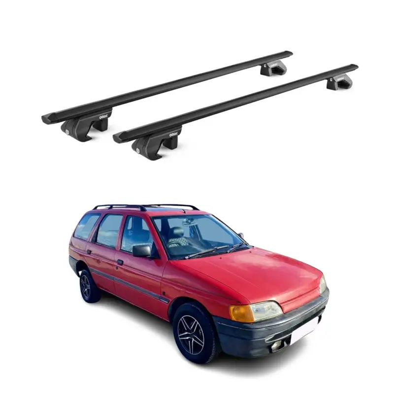 Dachträger Grundtäger für Ford Escort Kombi 1993-2000 90kg Alu Schwarz 2 tlg ABE Neue Kollektion