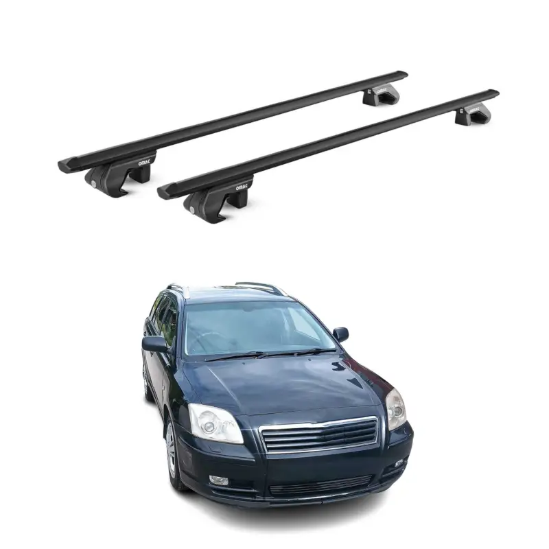Dachträger für Toyota Avensis mk1 Kombi 1997-2003 5 tür 90kg Alu Schwarz 2x ABE Begrenztes Angebot