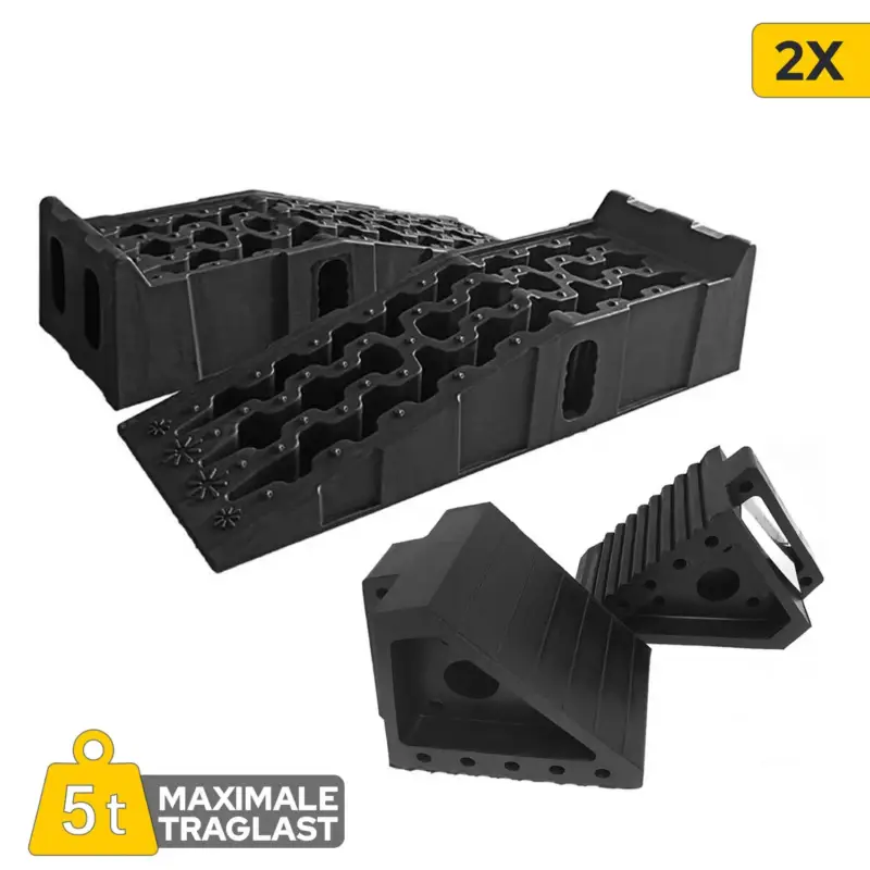 Markenprodukt Auffahrrampen Set KFZ-Rampen bis 5 Tonnen Tragkraft Rutschfeste Auto Rampe