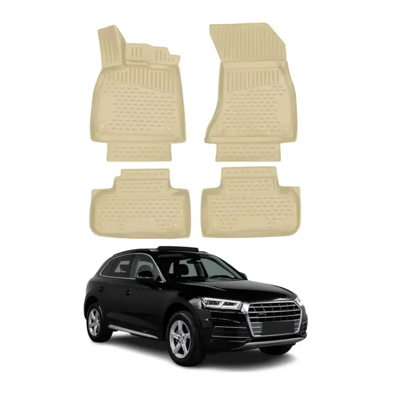 Fußmatten Gummimatten für Audi Q5 FY 2017-2024 Automatten Beige Gummi TPE 4x Neue Kollektion
