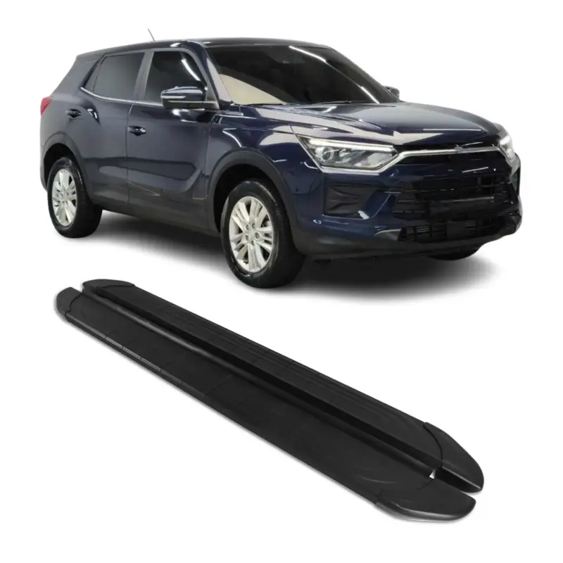 Trittbretter Seitenschweller für SsangYong Korando IV 2019-26 Aluminium Schwarz Geprüft