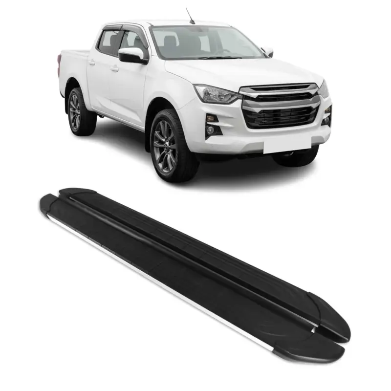 Trittbretter Seitenschweller für Isuzu D-max III 2019-2026 Alu Silber Schwarz Sonderaktion