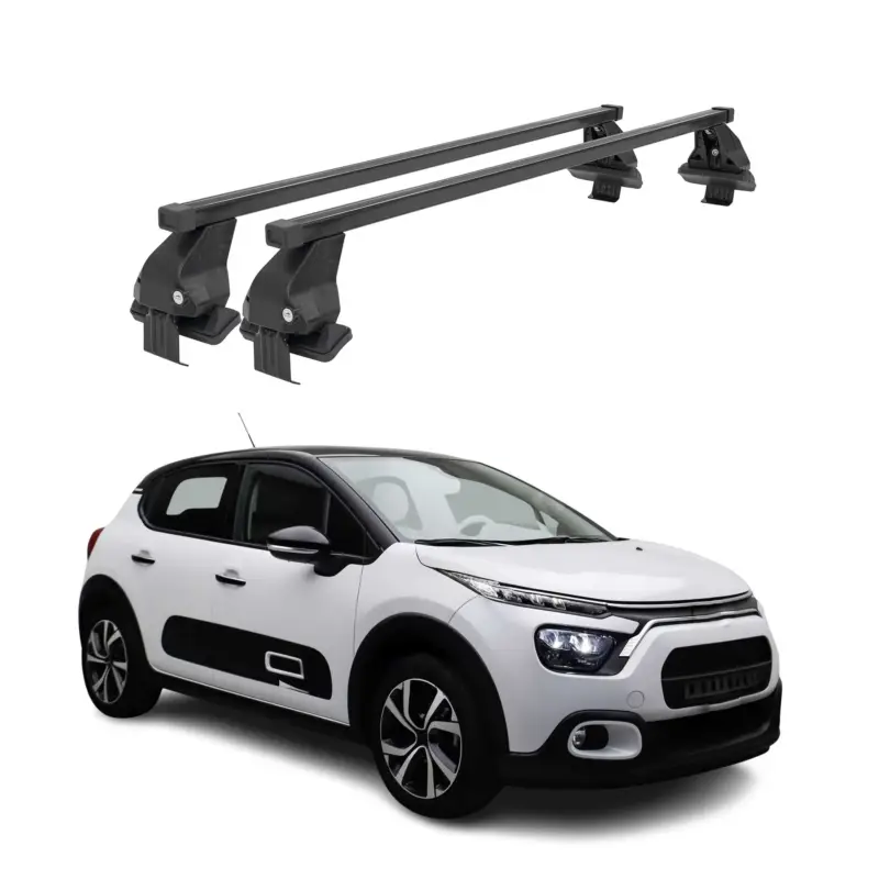 Menabo Dachträger Grundträger für Citroën C3 IV 2024-2026 Stahl Schwarz 2tlg Meistverkauft