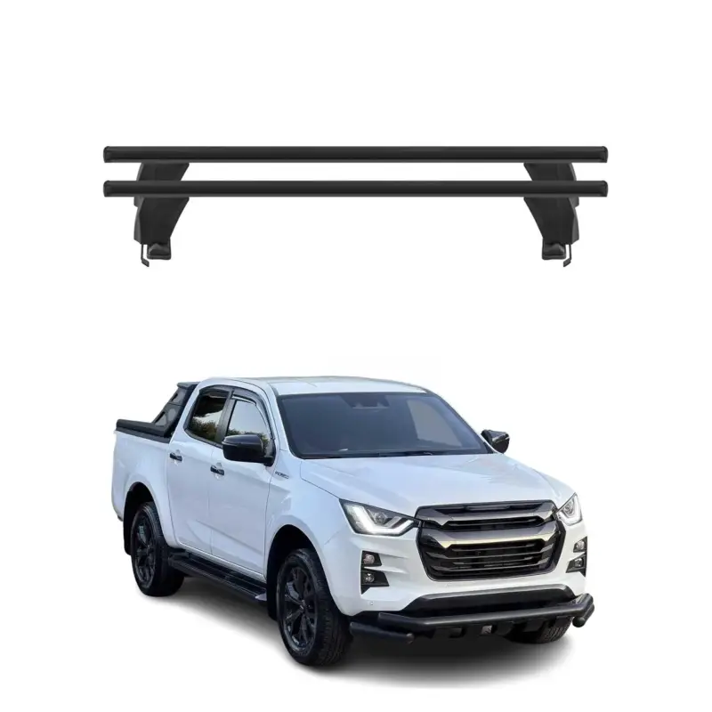 Schneller Versand Menabo Dachträger Grundträger für Isuzu D-Max III 2019-2026 Alu Schwarz 2tlg