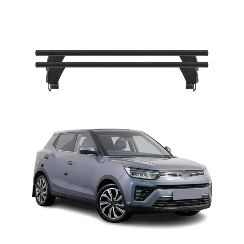 Mega-Angebot Menabo Dachträger Grundträger für Ssangyong Tivoli 2015-2023 Alu Schwarz 2tlg