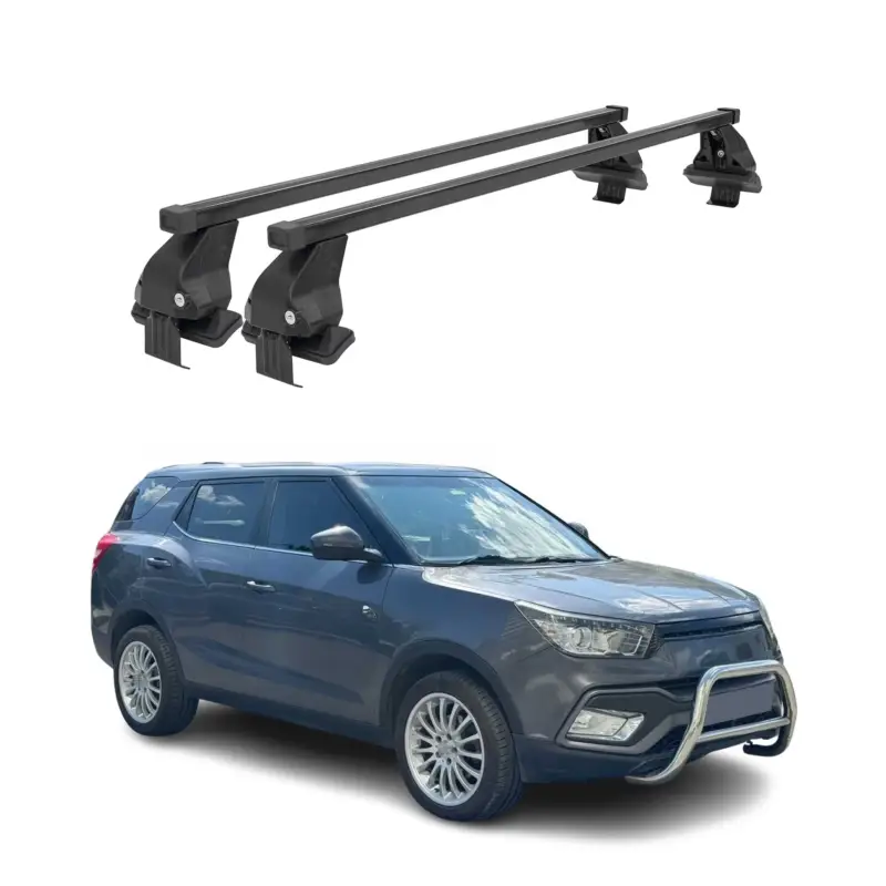 Menabo Dachträger Grundträger für Ssangyong XLV 2016-2023 Stahl Schwarz 2tlg Letzte Chance
