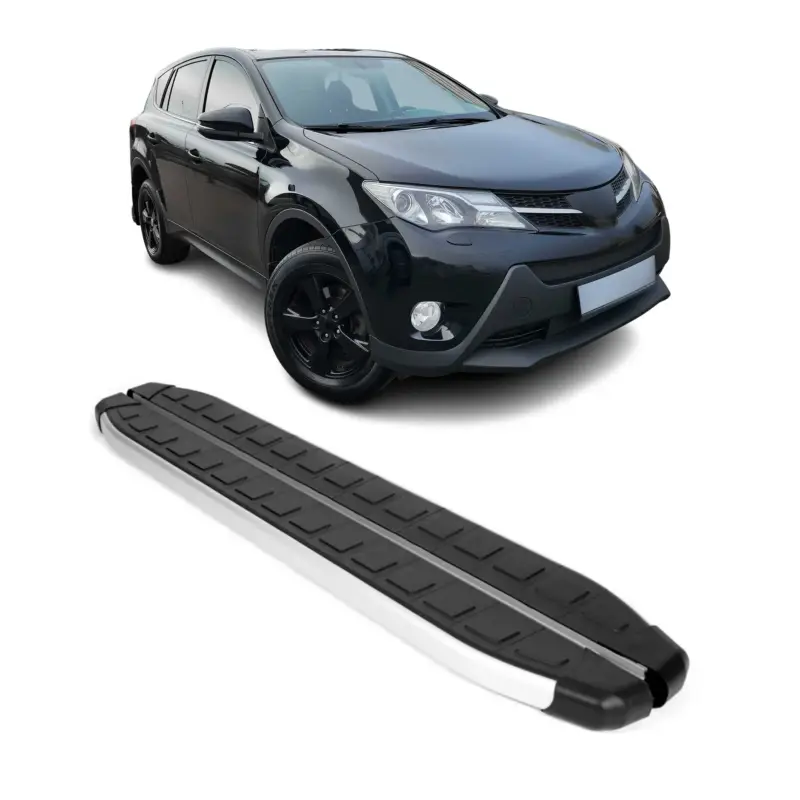 Echt Seitenschweller Seitenbretter Trittbretter für Toyota RAV4 2013-2018 Alu Schwarz