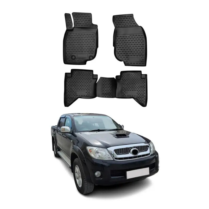 OMAC Gummimatten Fußmatten für Toyota Hilux 2011-2015 TPE Automatten Schwarz 4x Direkt Vom Hersteller