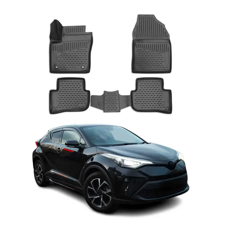 OMAC Gummimatten Fußmatten für Toyota C-HR 2016-2024 TPE Automatten Schwarz 4x Versand Am Gleichen Tag