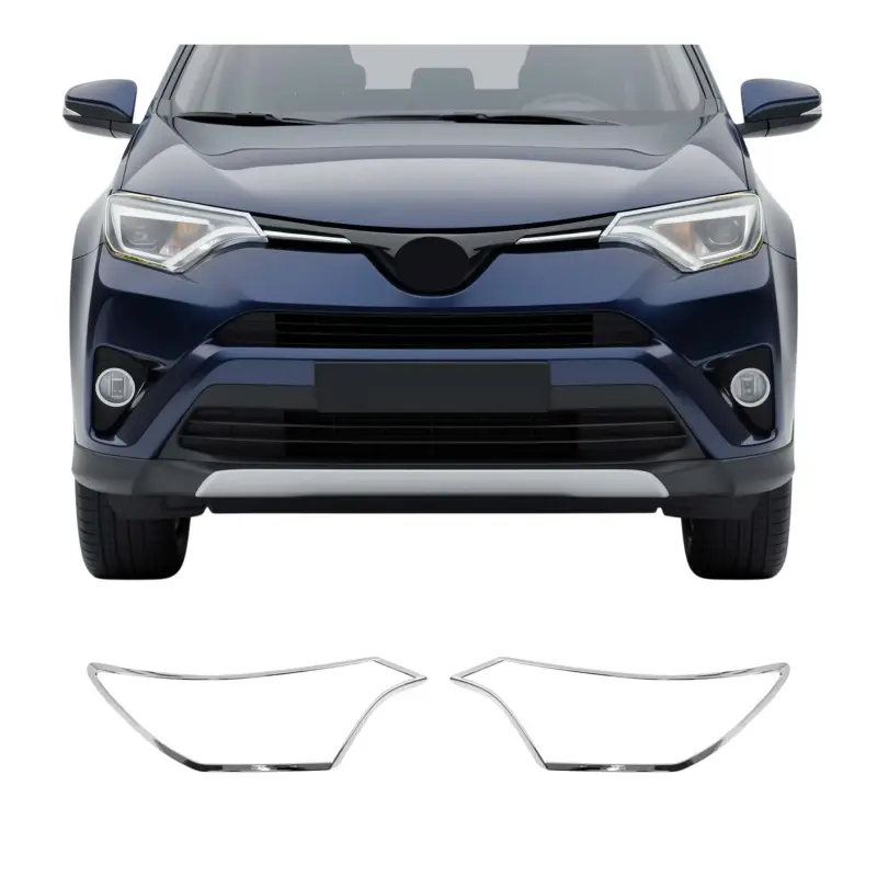 Zertifiziert Scheinwerfer Leisten Scheinwerferblende für Toyota RAV4 2015-2018 Chrom ABS 2tlg