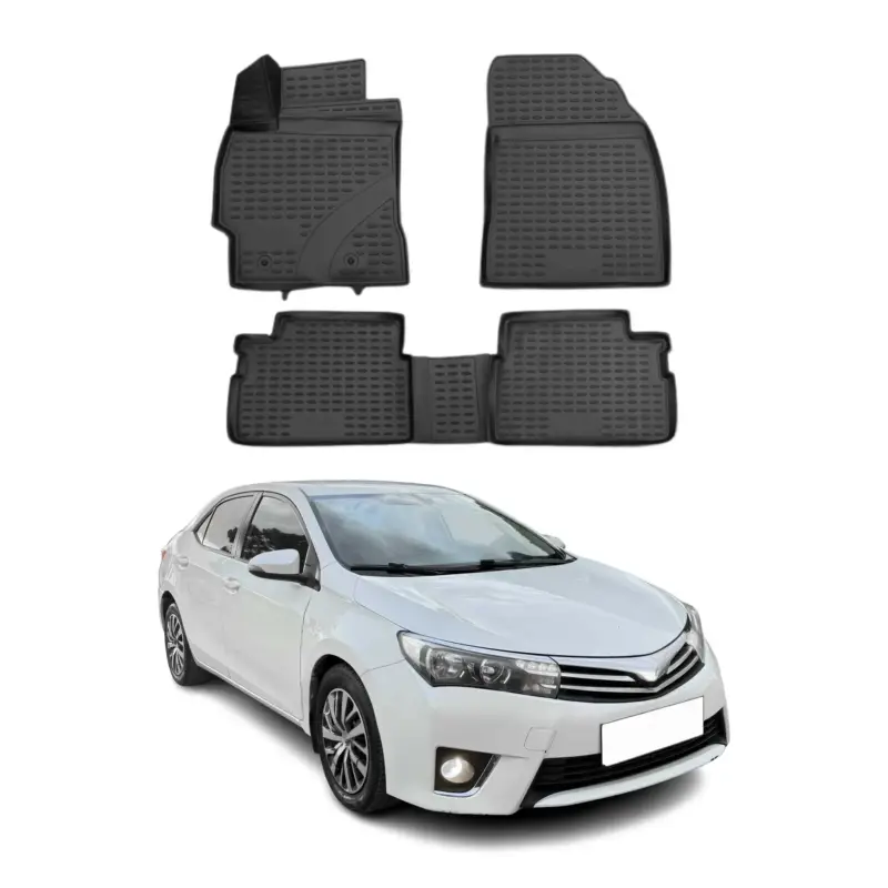 Direktkauf OMAC Gummimatten Fußmatten für Toyota Corolla Stufenheck 2013-2019 Schwarz 4x