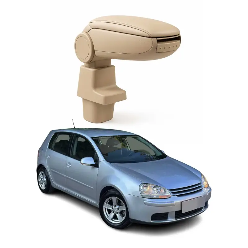 Begrenztes Angebot Mittelarmlehne Armlehne Mittelkonsole für VW Golf 5 2003-2009 PU-Leder ABS Beige