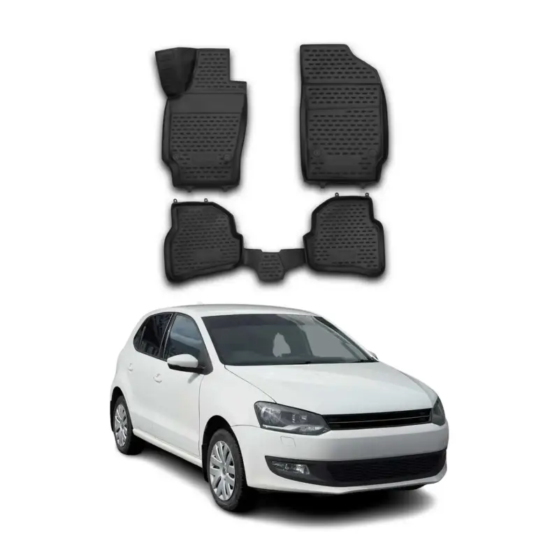 Saisonangebot Gummimatten Fußmatten für VW Polo 6R 6C 2009-2017 TPE Automatten Schwarz 4x