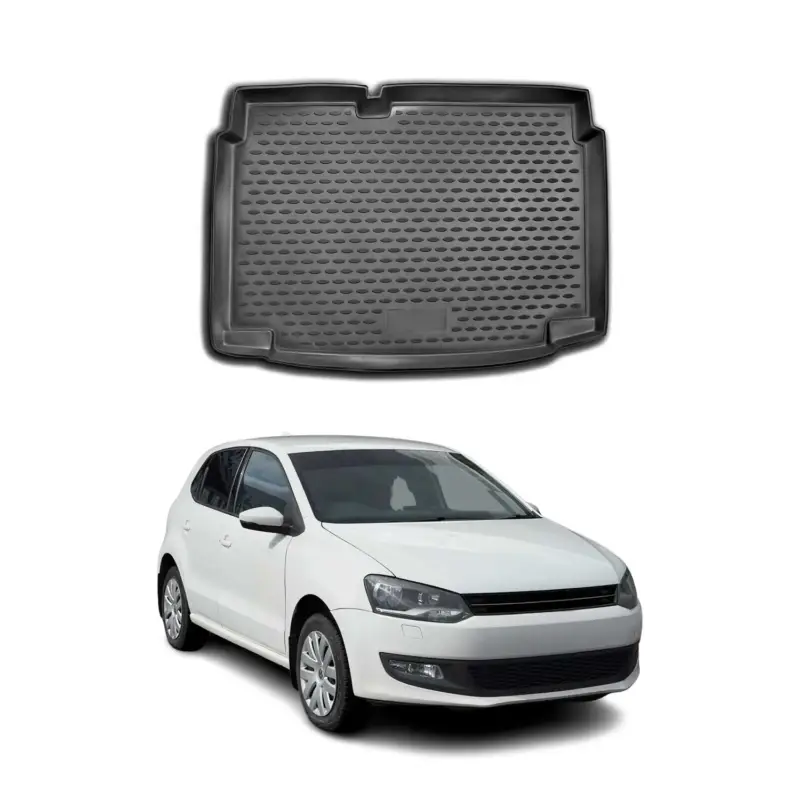 Kracherpreis Kofferraummatte Kofferraumwanne für VW Polo 2009-2017 Gummi TPE Schwarz