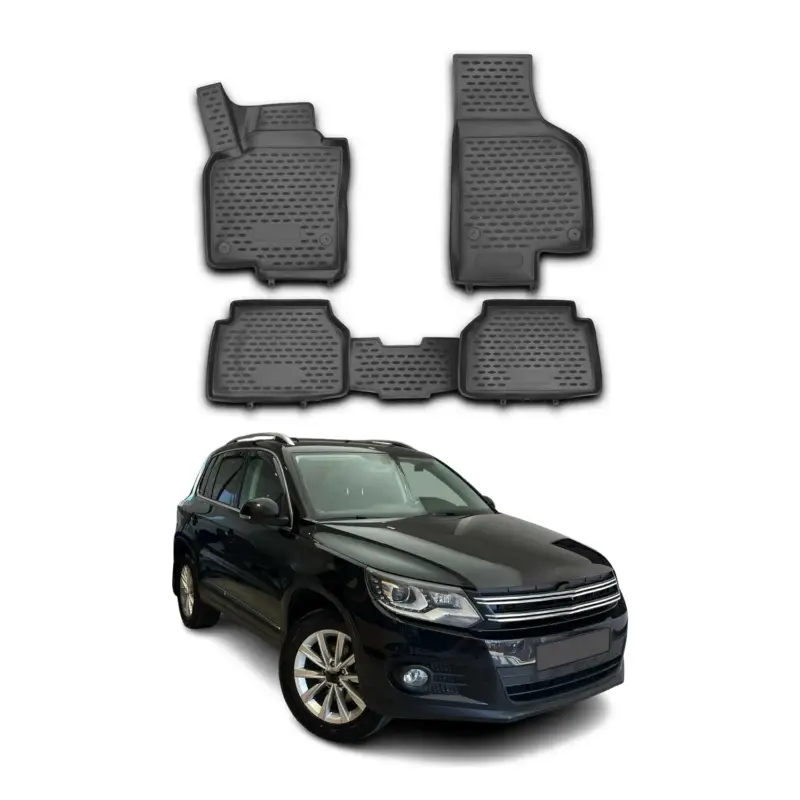 OMAC Gummimatten Fußmatten für VW Tiguan I 2007-2016 TPE Automatten Schwarz 4x Top-Preis