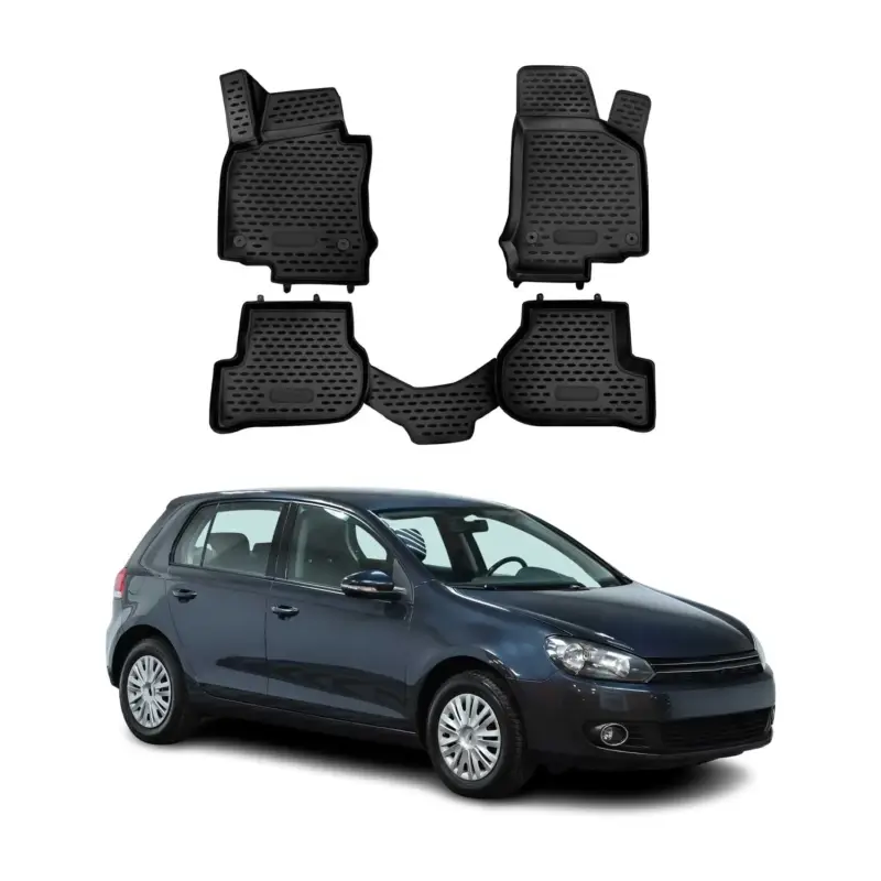 OMAC Gummimatten Fußmatten für VW Golf Mk6 2008-2013 TPE Automatten Schwarz 4x Kracherpreis