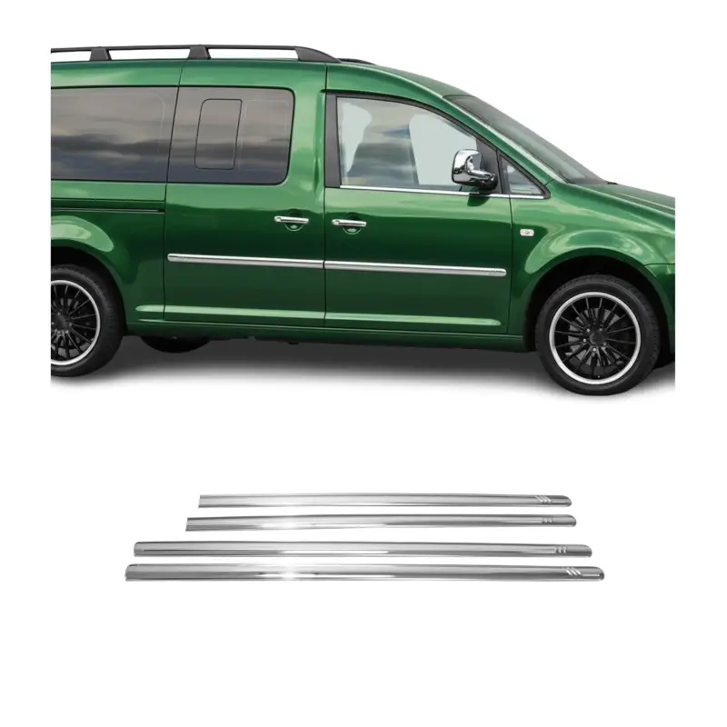 Neuheit Seitentürleiste Türschutzleiste für VW Caddy 2003-2015 Langer Chrom Edelstahl 4x