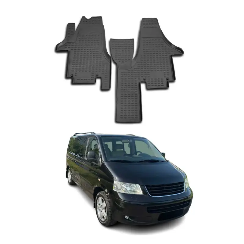 Markenware OMAC Gummimatten Fußmatten für VW Multivan T5 2003-2015 TPE Matten Schwarz 2x