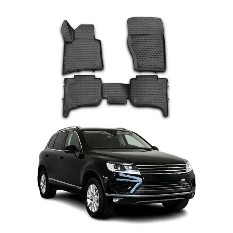 OMAC Gummimatten Fußmatten für VW Touareg 2010-2018 TPE Automatten Schwarz 4x Geprüft