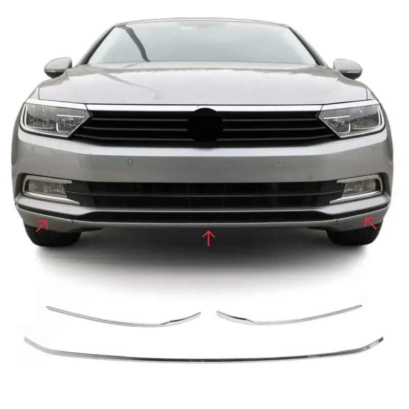 Zertifiziert Kühlergrill Leisten Grillleisten für VW Passat 3G B8 Variant 2014-2019 Chrom 3x