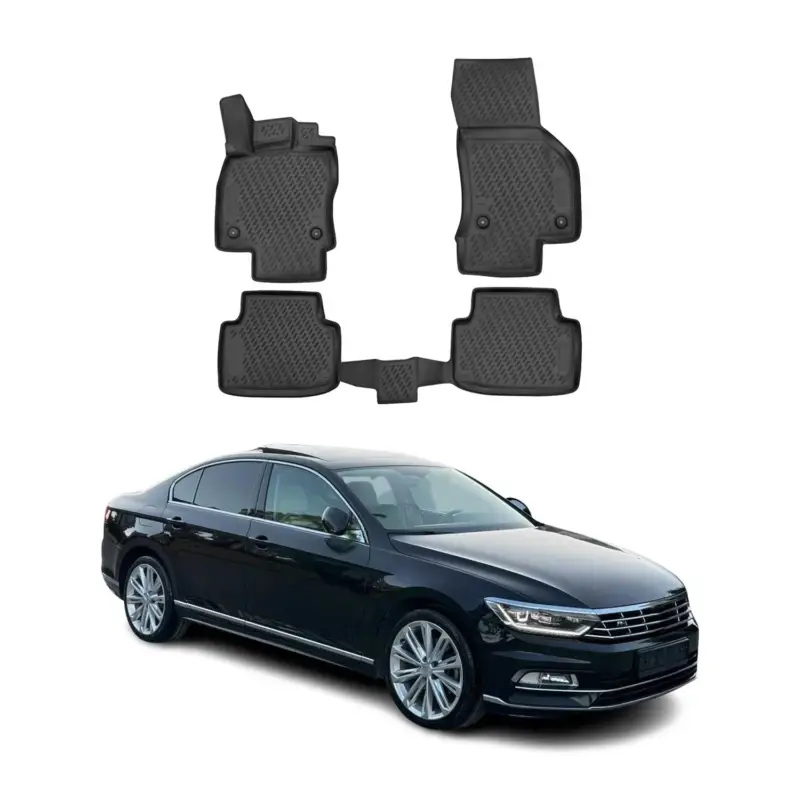 OMAC Gummimatten Fußmatten für VW Passat B8 2014-2023 TPE Automatten Schwarz 4x Saisonangebot