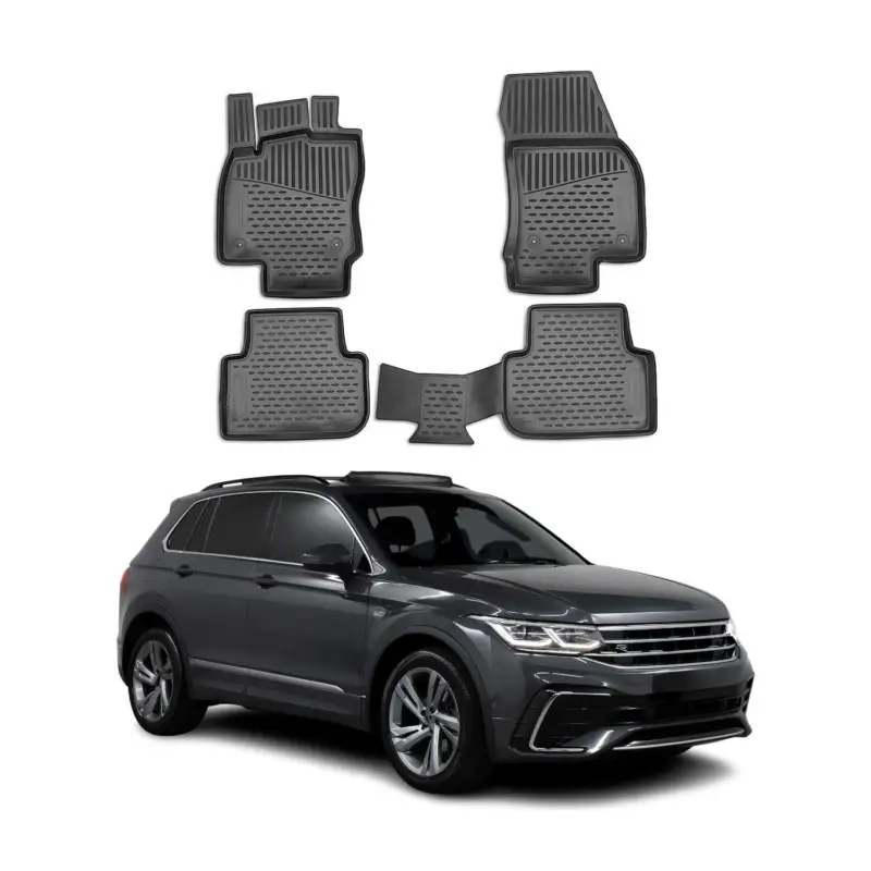 Preisknaller Gummimatten Fußmatten für VW Tiguan II 2016-2024 3D TPE Schwarz 4 tlg