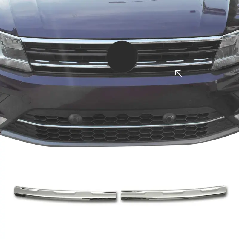 Preisknaller Kühlergrill Leisten Grillleisten für VW Tiguan 2016-2020 Edelstahl Chrom 2tlg