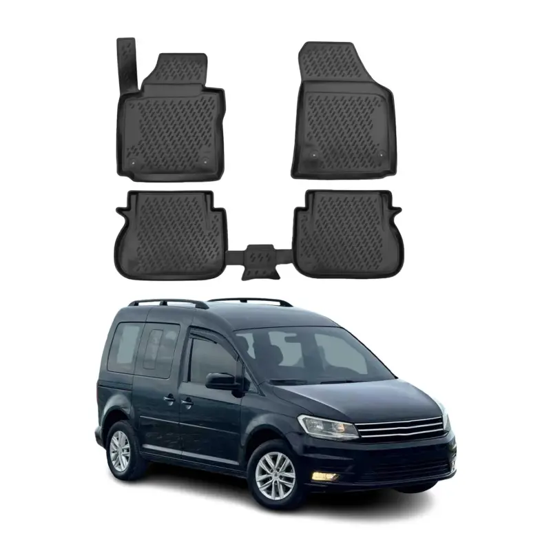 Super-Preis OMAC Gummimatten Fußmatten für VW Caddy 2015-2020 TPE Automatten Schwarz 4x