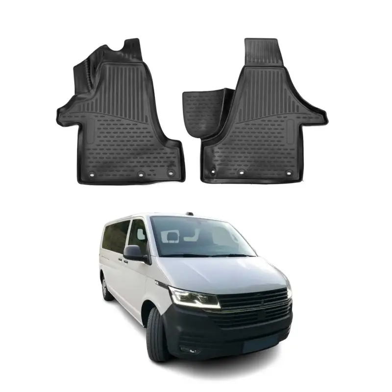 OMAC Gummimatten Fußmatten für VW T6 T6.1 Transporter 2015-2024 Schwarz 2tlg Preiswert