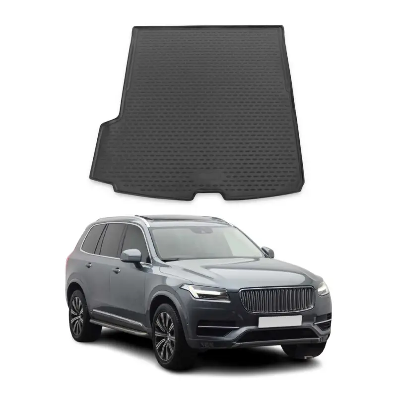 Markenware Kofferraummatte Kofferraumwanne für Volvo XC90 2014-2024 Gummi TPE Schwarz