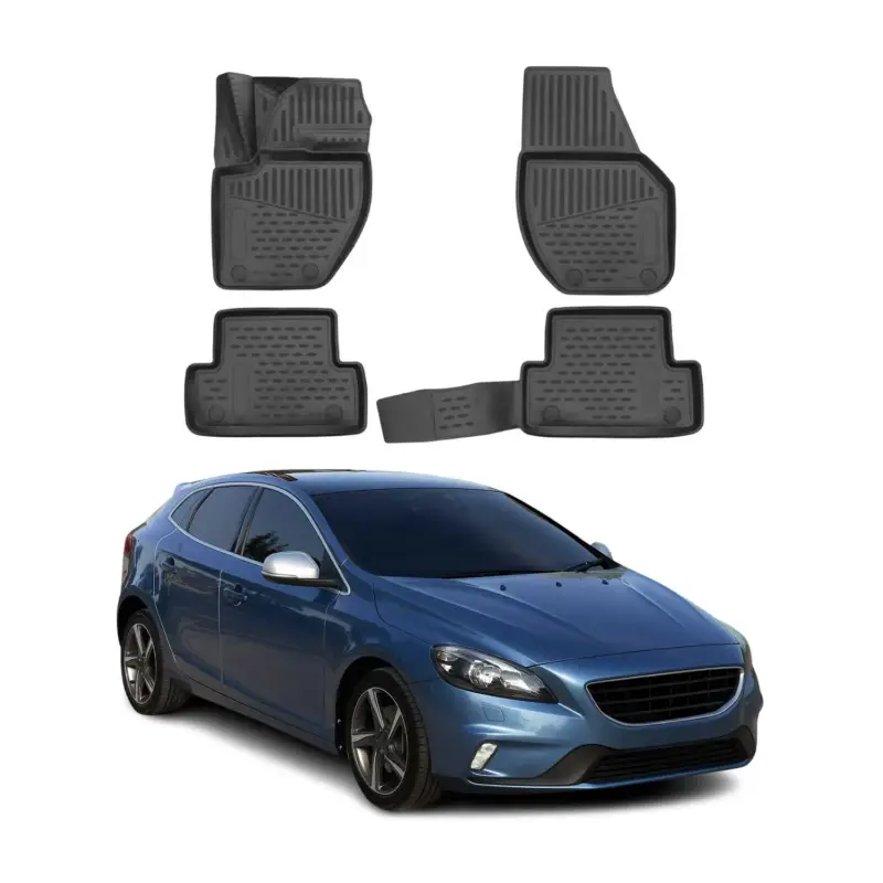 OMAC Gummimatten Fußmatten für Volvo V40 2016-2021 TPE Automatten Schwarz 4x Top-Preis