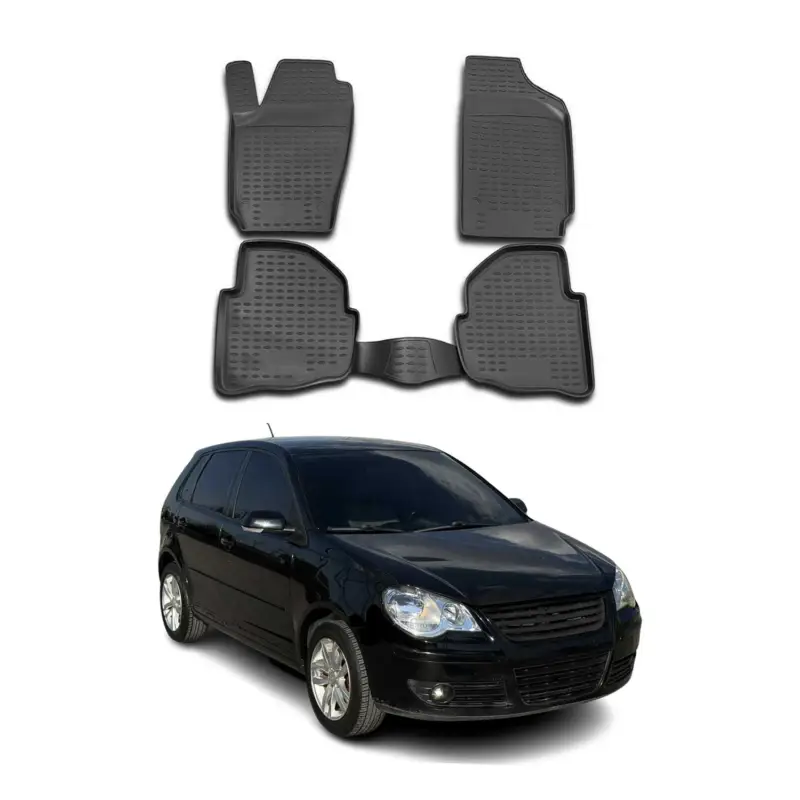 OMAC Gummimatten Fußmatten für VW Polo 2001-2009 TPE Automatten Schwarz 4x Kracherpreis