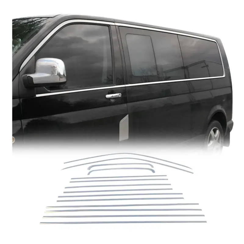 Neue Kollektion Fensterleisten Zierleisten für VW T5 2003-2015 Kurzer Schiebetür Edelstahl 14tlg