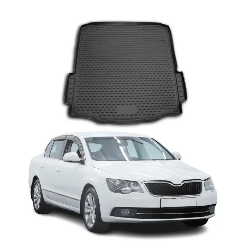 Kofferraummatte Kofferraumwanne für Skoda Superb 2008-2015 Gummi TPE Schwarz Begrenztes Angebot