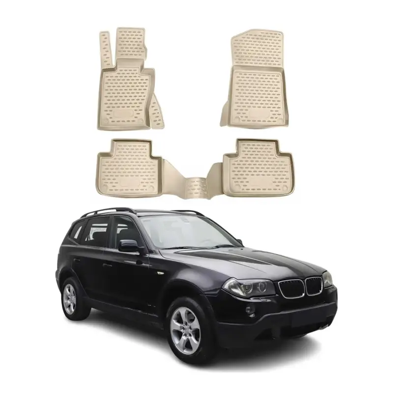 OMAC Gummimatten Fußmatten für BMW X3 E83 2003-2010 TPE Automatten Beige 4x Neu Im Sortiment