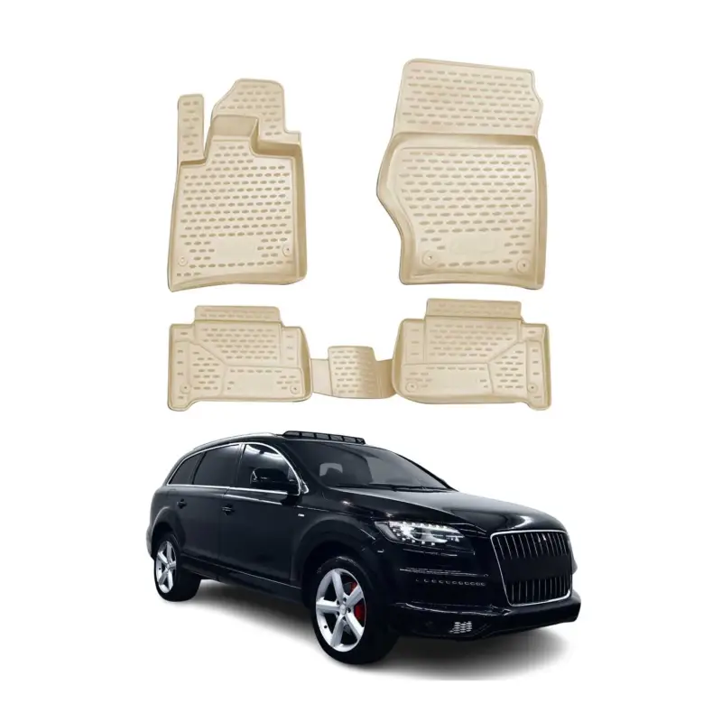 Super-Preis OMAC Gummimatten Fußmatten für Audi Q7 4LB 2006-2015 TPE Automatten Beige 4x