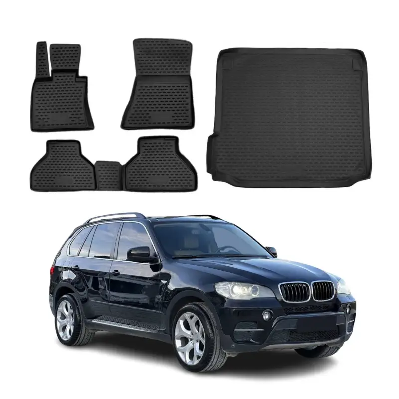 Neu Fußmatten & Kofferraumwanne Set für BMW X5 E70 2007-2013 Gummi TPE Schwarz 5x