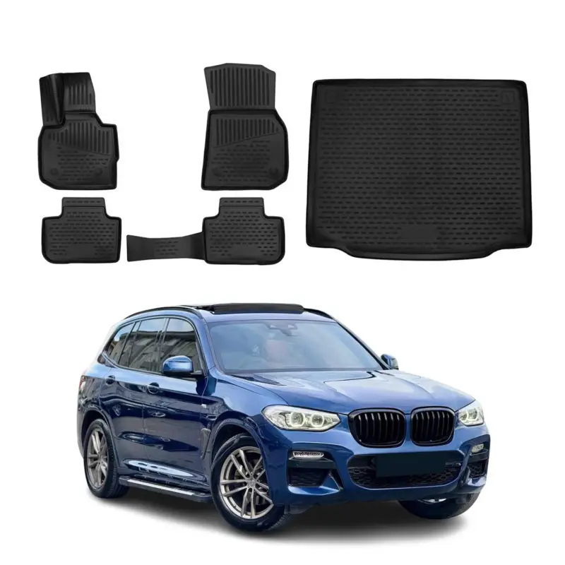 Finale Aktion Fußmatten & Kofferraumwanne Set für BMW X3 G01 2017-2024 Gummi TPE Schwarz 5x
