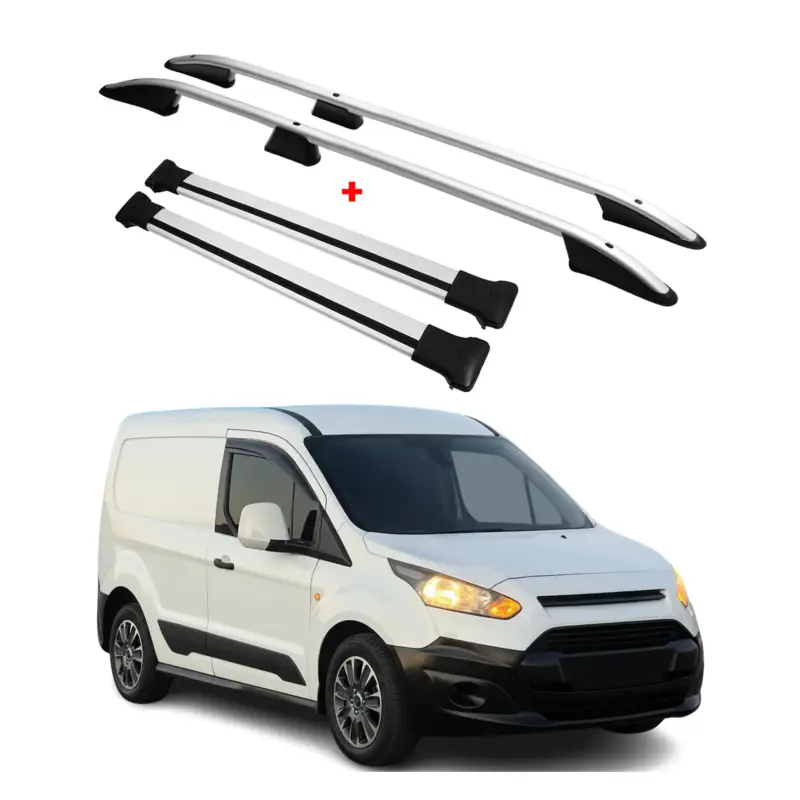Dachreling + Dachträger für Ford Connect 2014-2021 Kurzer Aluminium Silber 4x Must-Have
