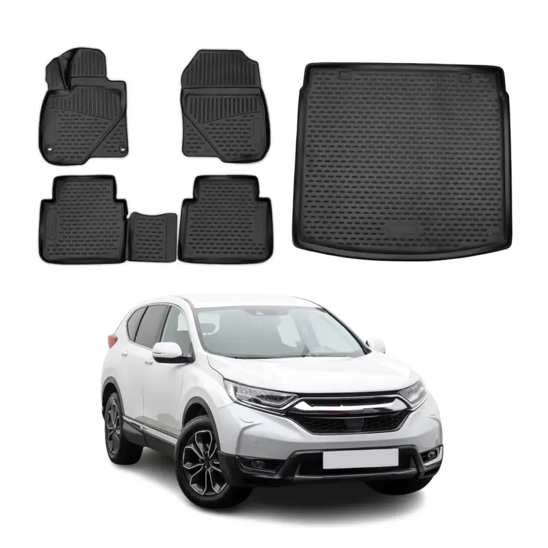Fußmatten & Kofferraumwanne Set für Honda CR-V 2017-2022 Gummi TPE Schwarz 5x Ausverkauf