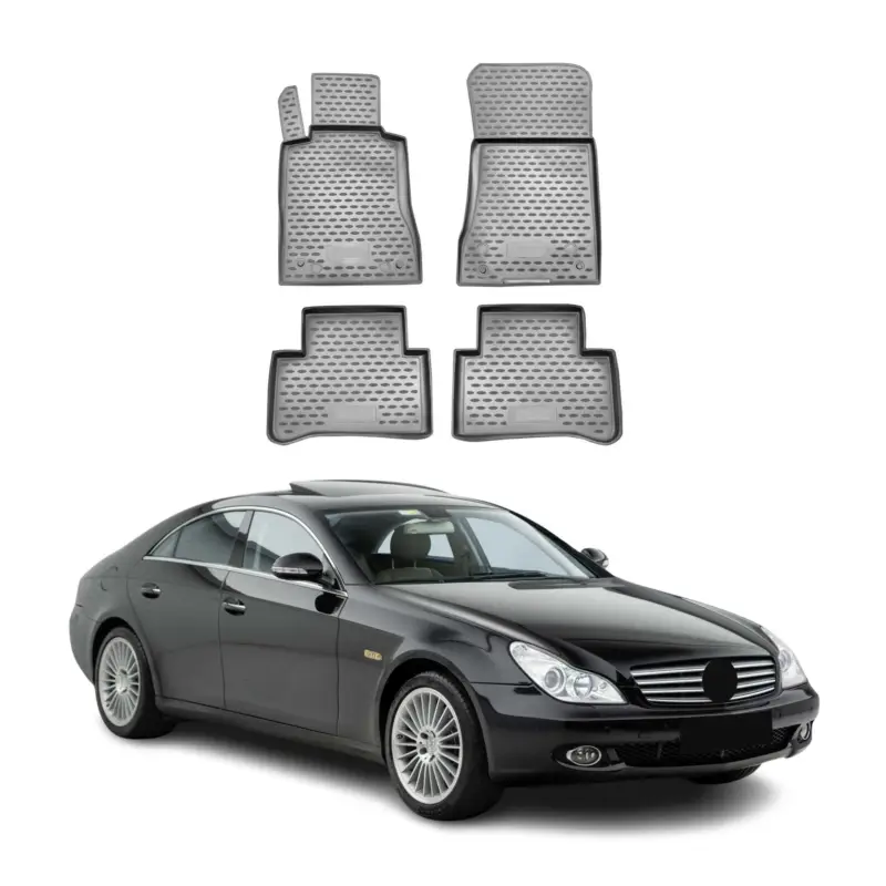 OMAC Gummimatten Fußmatten für Mercedes CLS W219 2004-2010 TPE Automatte Grau 4x Direkt Vom Hersteller