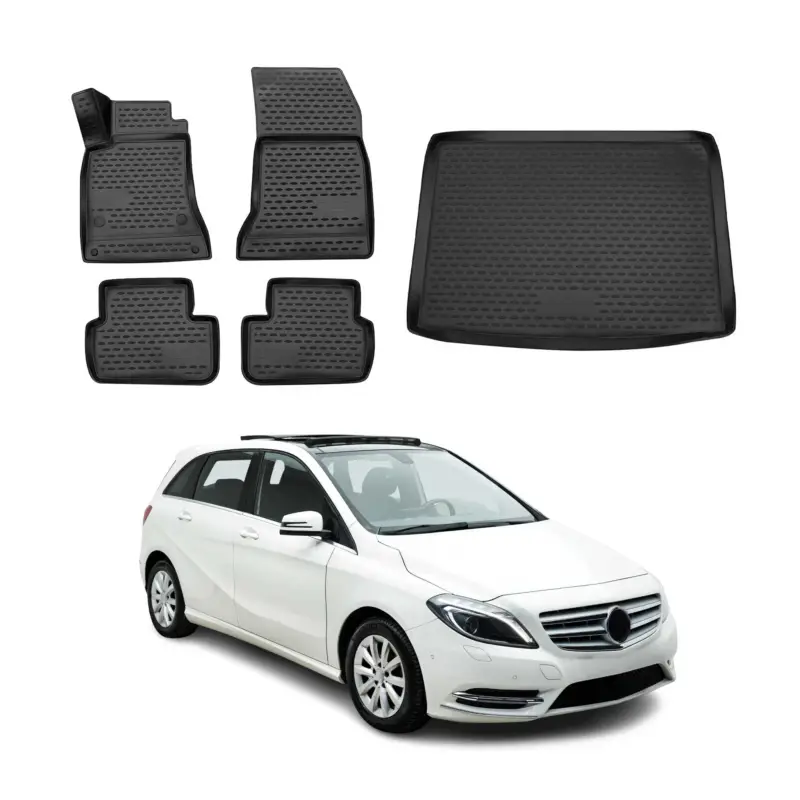 Fußmatten & Kofferraumwanne Set für Mercedes B Klasse W242 W246 2011-2019 TPE Top-Angebot