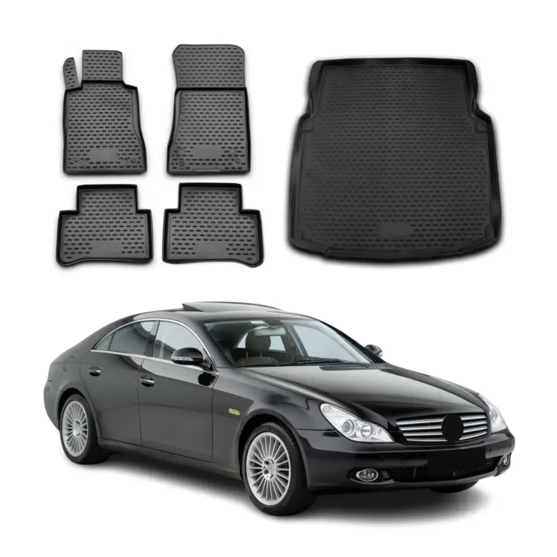 Sale Fußmatten & Kofferraumwanne Set für Mercedes CLS C219 2004-2010 TPE Schwarz