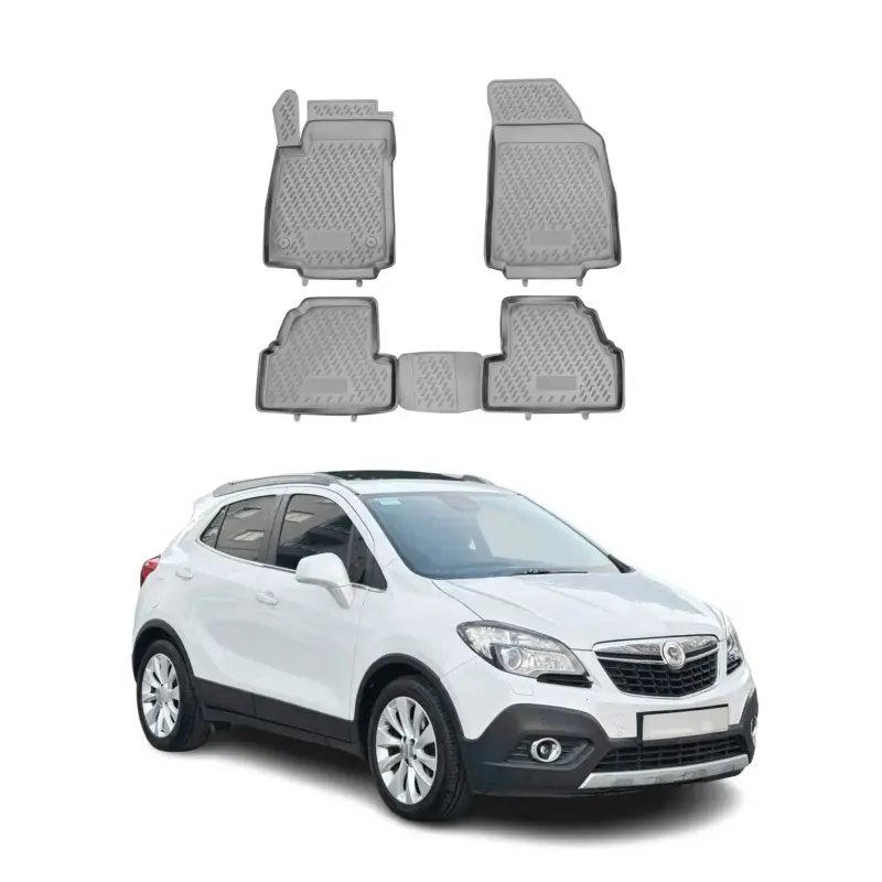 OMAC Gummimatten Fußmatten für Opel Mokka 2012-2019 TPE Automatten Grau 4x Zertifiziert