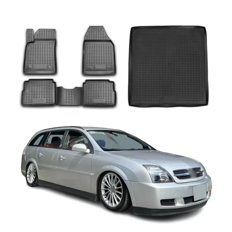 Fußmatten & Kofferraumwanne Set für Opel Vectra 2002-2008 Kombi TPE Schwarz Beliebt