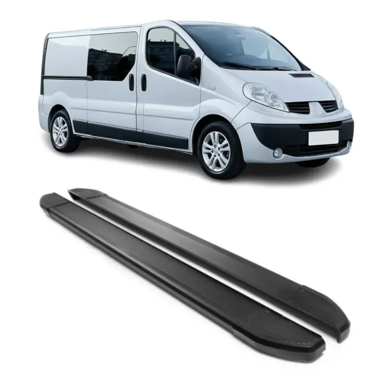 Alu Seitenschweller Trittbretter für Renault Trafic 2001-14 L2 Langer Schwarz 2x Sonderaktion